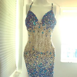 Blue Sequined Tulle Dress